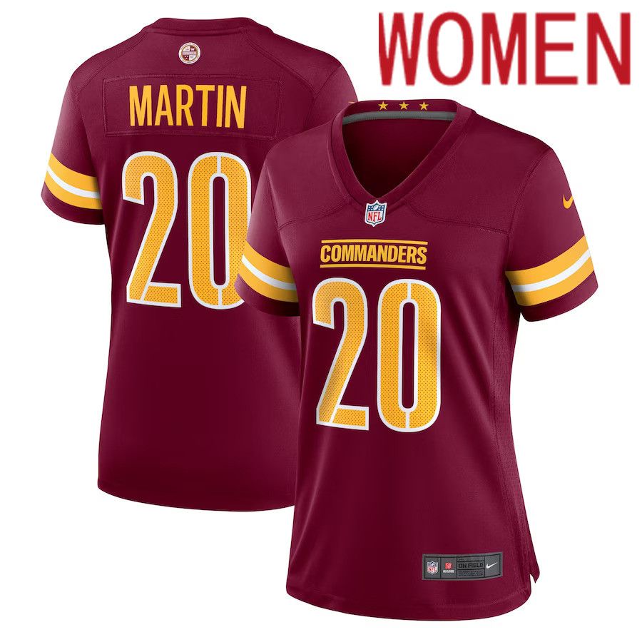 Women Washington Commanders #20 Jartavius Martin Nike Burgundy Team Game NFL Jersey